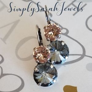 Austrian Crystal Earrings in Antique Silver